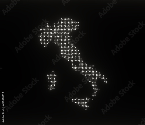 Map of Italy on a black background