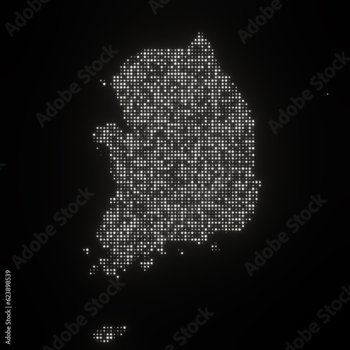 Map of South Korea on a black background