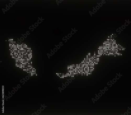 Map of Malaysia on a black background