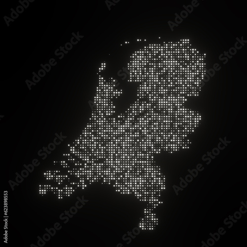 Map of Netherlands on a black background