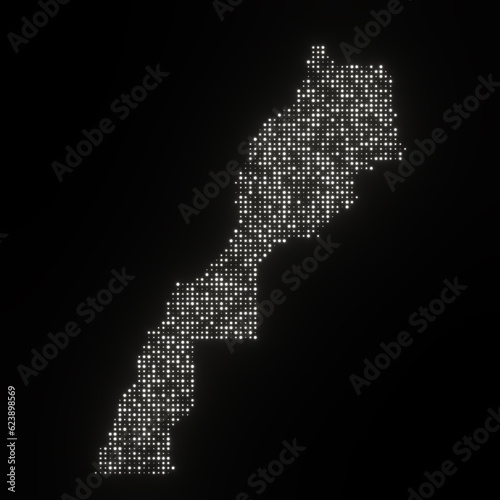 Map of Morocco on a black background