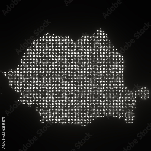Map of Romania on a black background