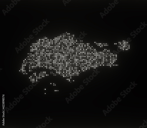 Map of Singapore on a black background