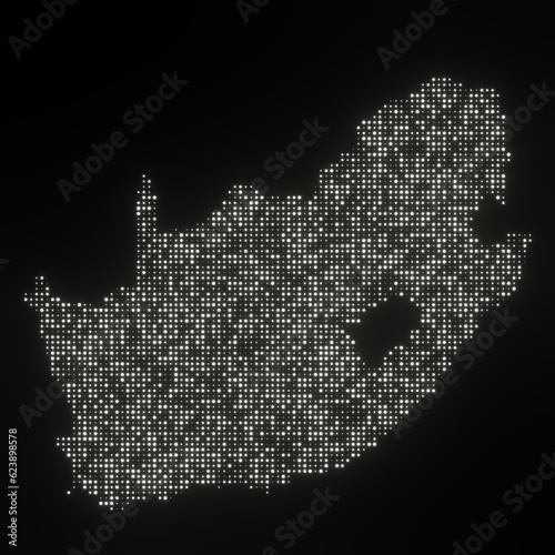 Map of South Africa on a black background