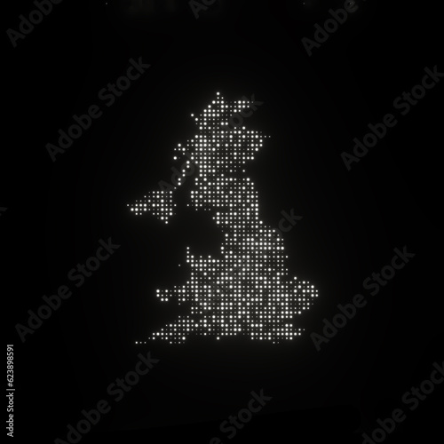 Map of the United Kingdom on a black background