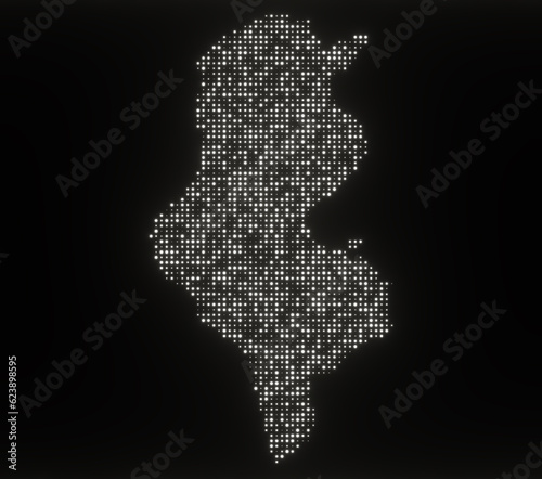Map of Tunisia on a black background