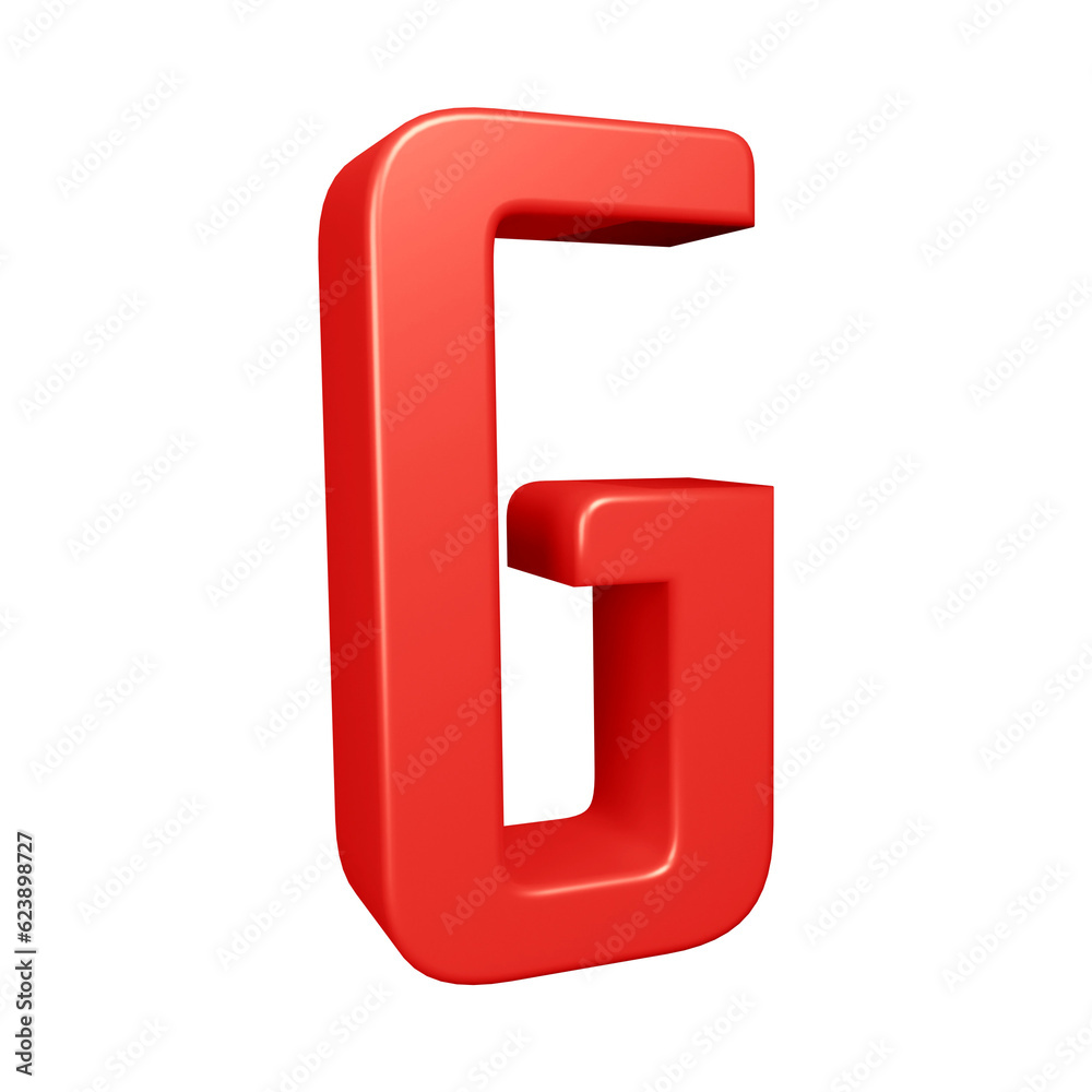3D red alphabet letter g for education and text concept 3D red alphabet letter g for education and text concept