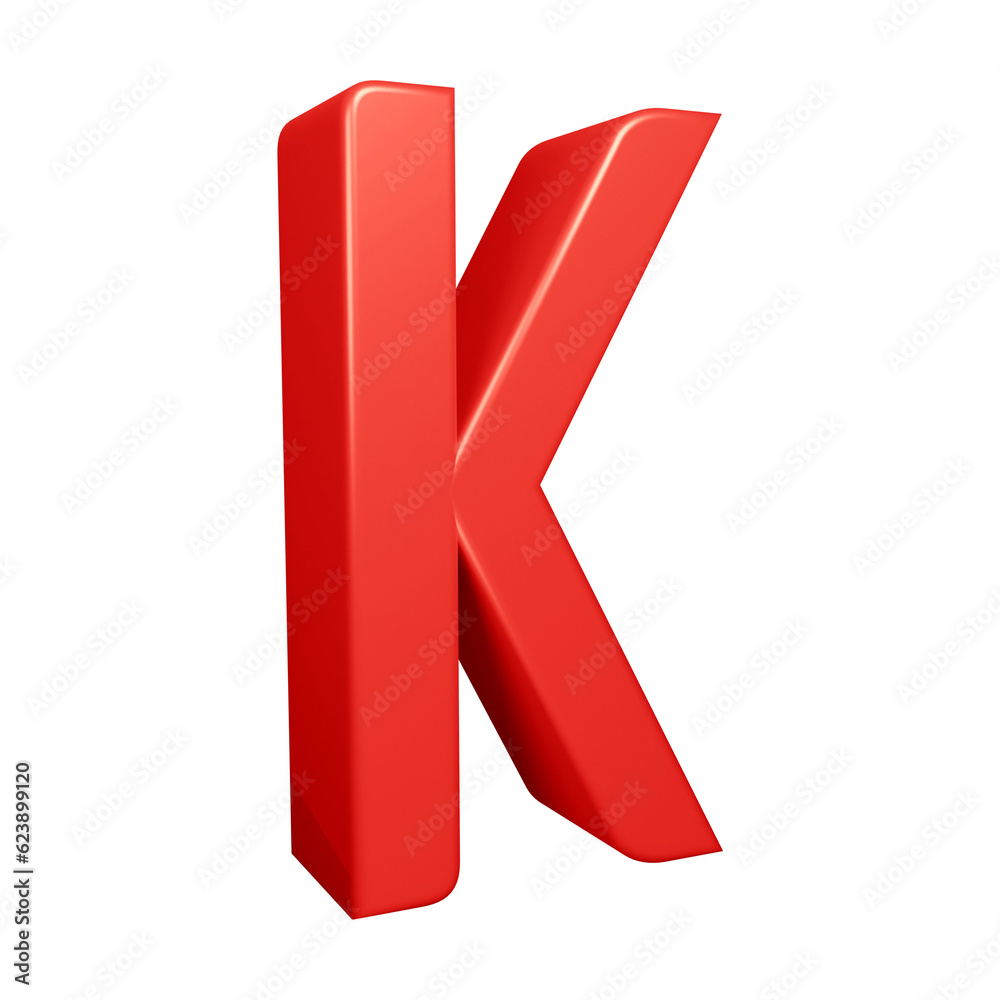 3D red alphabet letter k for education and text concept 3D red alphabet letter k for education and text concept