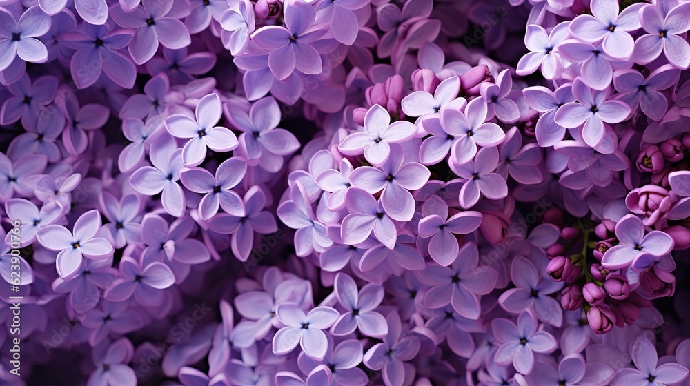 Fototapeta premium Background with lilac flowers close view. Created with Generative Ai technology.