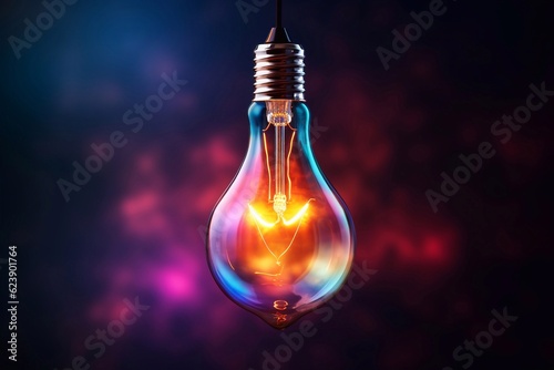Vintage Edison Bulb Light On Dark Background, 3d Render Bulb Lamp, Hd Photography Photo Background Image. generative ai