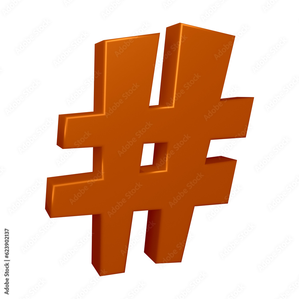 Obraz premium 3D brown hashtag symbol or icon design