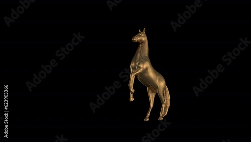 Gold Horse Pesade animation with transparent (alpha) background photo