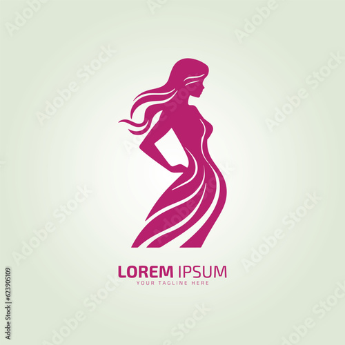 woman standing logo icon lady style vector illustration young girl logo design template feminine style symbol.