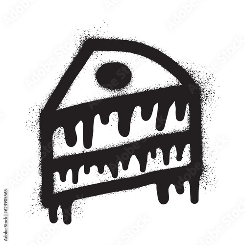 Canvas Print Cake piece graffiti with black spray paint