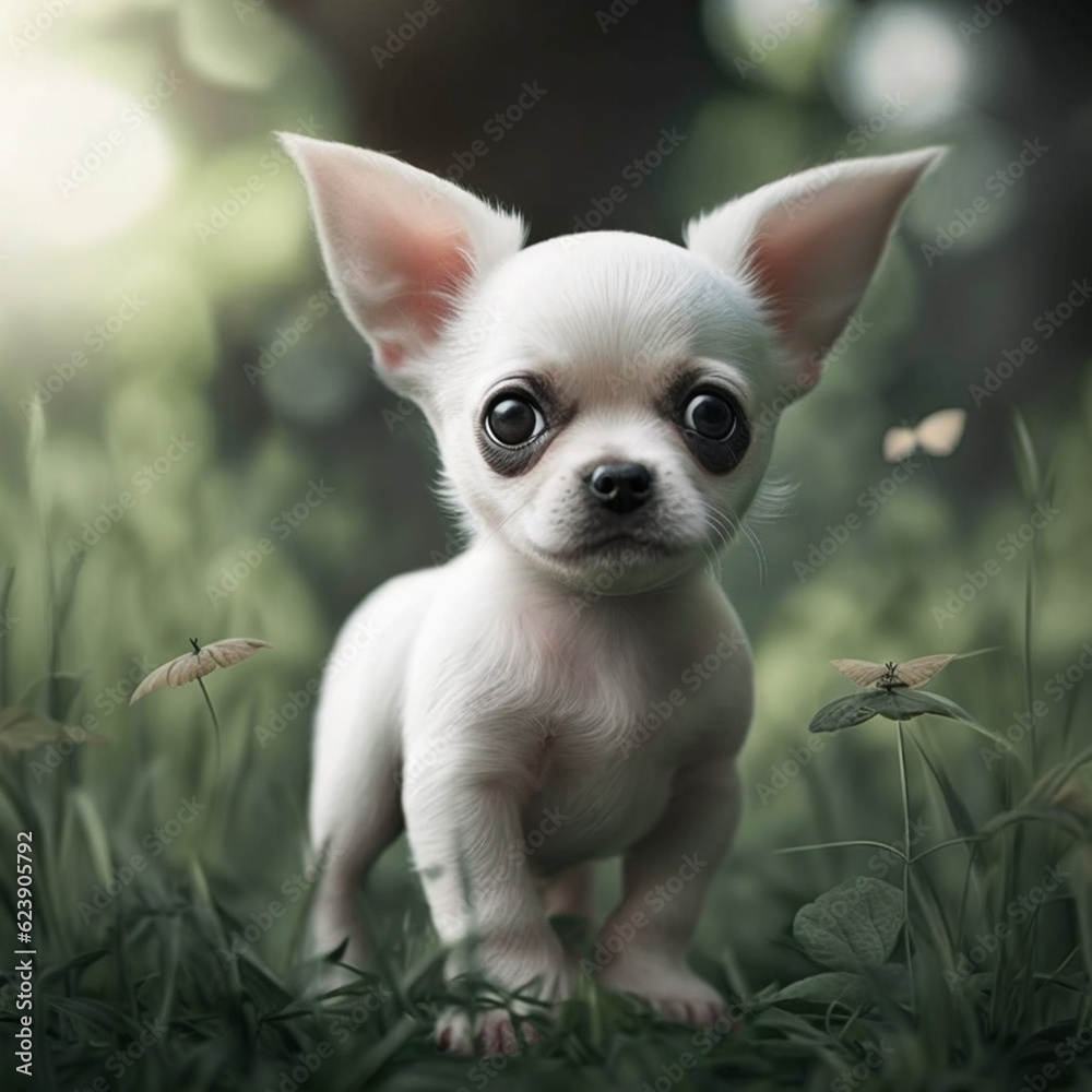 cute puppy dog animal in the jungle illustration