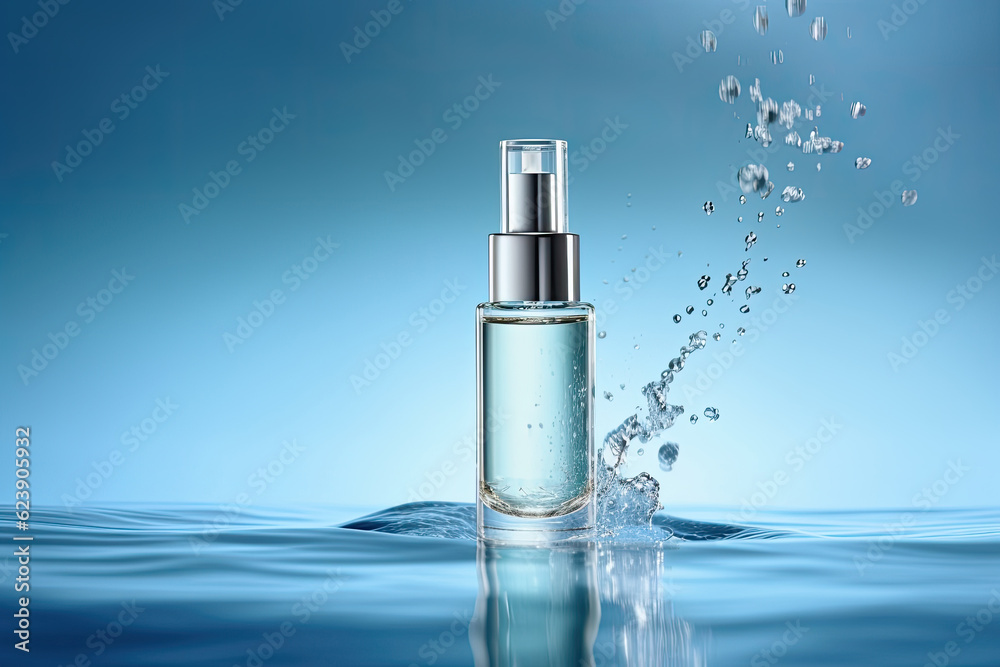 Cosmetic product with clear water background. Illustration AI Generative. Cosmetic product with clear water background. Illustration AI Generative.