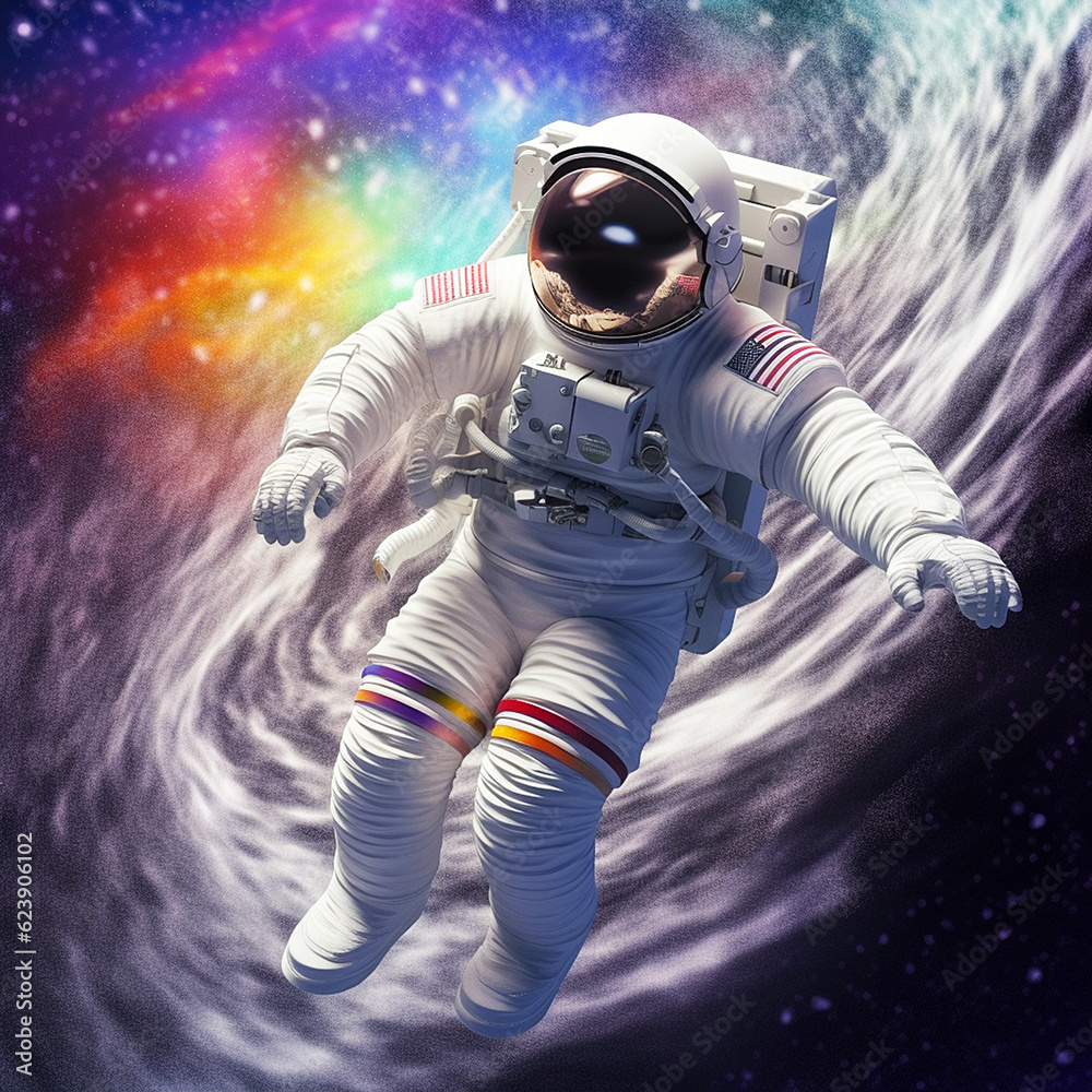 astronaut 3d action pose in space illustration
