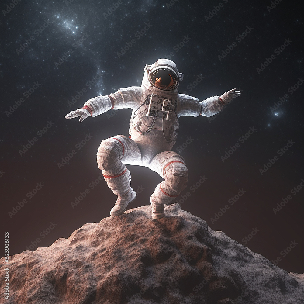 Fototapeta premium astronaut dancing on the moon illustration