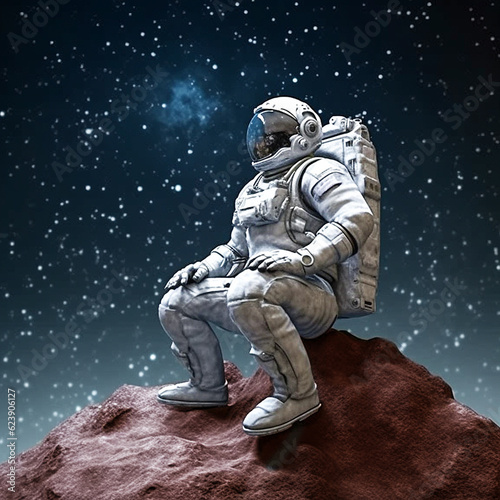 astronaut 3d action pose in space illustration © IMade
