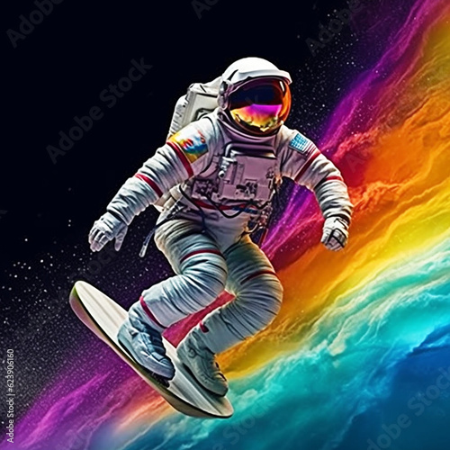 astronaut 3d action pose in space illustration © IMade