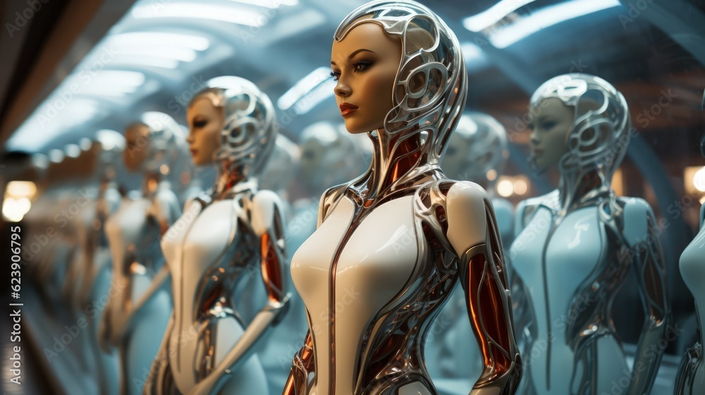 Small Female Android Female androids getting shown at a convention - A look into the future ...