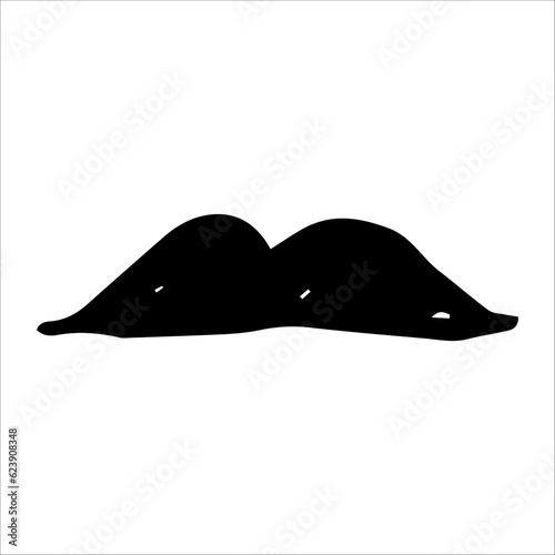 Vector doodle element black male mustache on white