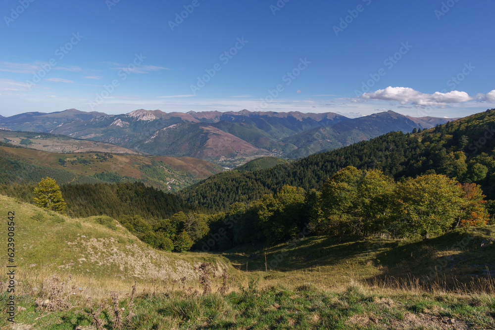 a view of Pyrenees mountains at La Hourquette d'Ancizan, nature reserve Cabanes de la Hosse, La Hosse, Arreau, France