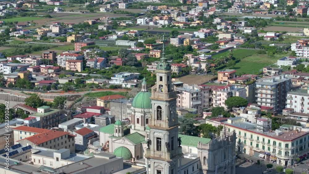 Church in Bartolo square in Pompeii, Pontifical Shrine of the Blessed Virgin of the Rosary of Pompei In Italy, Sanctuary of Pompei, pompeii naples, Vesuvius volcano crater next to Naples volcano Mount Church in Bartolo square in Pompeii, Pontifical Shrine of the Blessed Virgin of the Rosary of Pompei In Italy, Sanctuary of Pompei, pompeii naples, Vesuvius volcano crater next to Naples volcano Mount