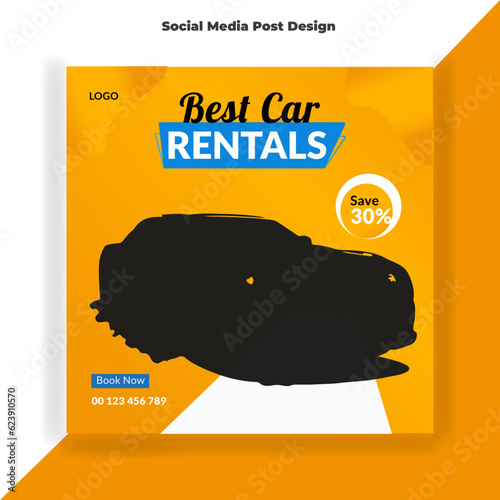 Car rental promotion social media post banner template
