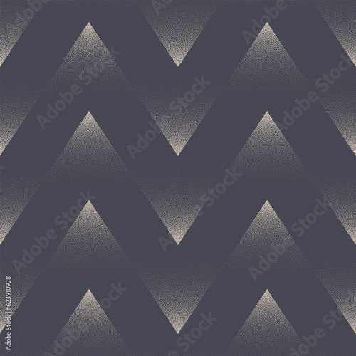 Zigzag Striped Dynamic Seamless Pattern Vector Dot Work Abstract Background. Endless Geometric Abstraction Fashionable Textile Design Fabric Print Repetitive Wallpaper. Half Tone Art Illustration