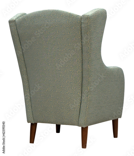 Armchair isolated on white background. Back view. Including clipping path