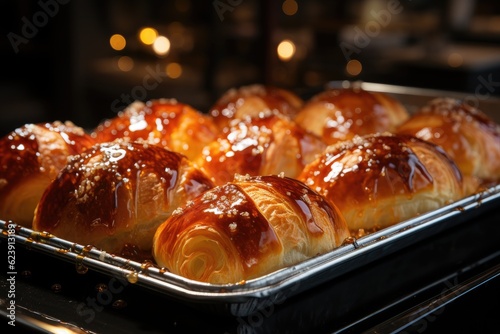 A tantalizing macro shot capturing the mouth-watering details of freshly baked pastries.