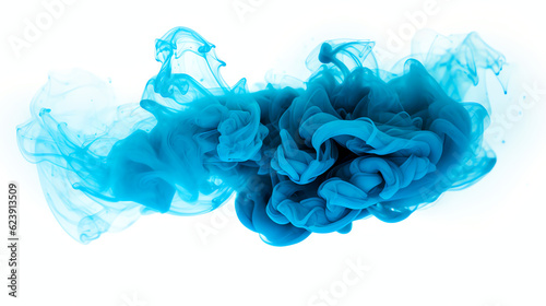 Transparent cyan blue smoke cloud isolated - Generative AI