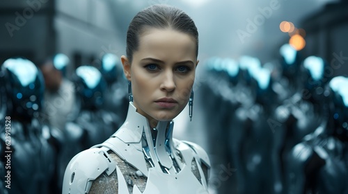 Guided by AI: Image of Futuristic Humanoid Robots