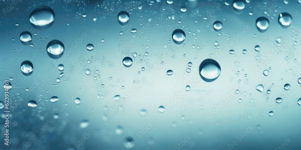 Cascading water droplets on a glass surface offer a refreshing and mesmerizing texture background. Generative AI