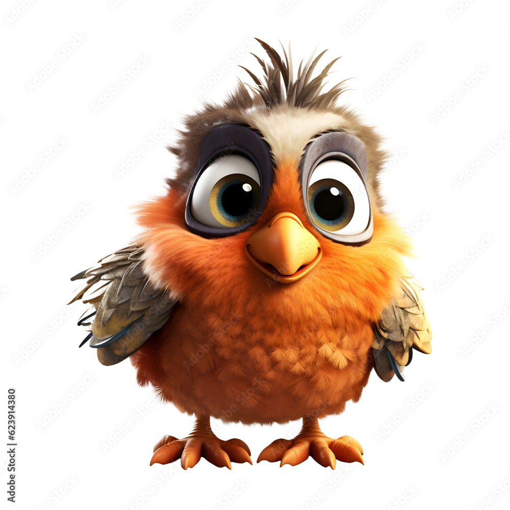 3D rendering of a cute cartoon owl isolated on white background.