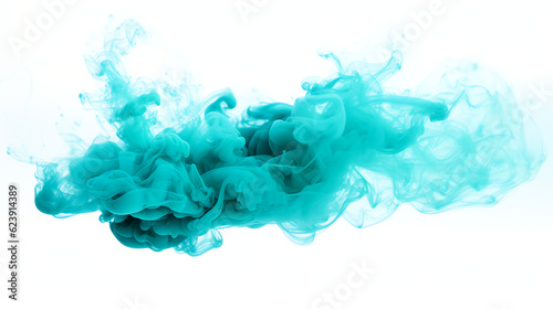 Transparent aquamarine light blue smoke cloud isolated - Generative AI 