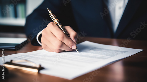 Executive or Lawyer signing Contract , Business Deal and Agreement. Ai generative.  © Unique Creations