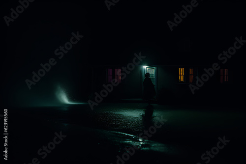 person in the night illustration Generative Ai