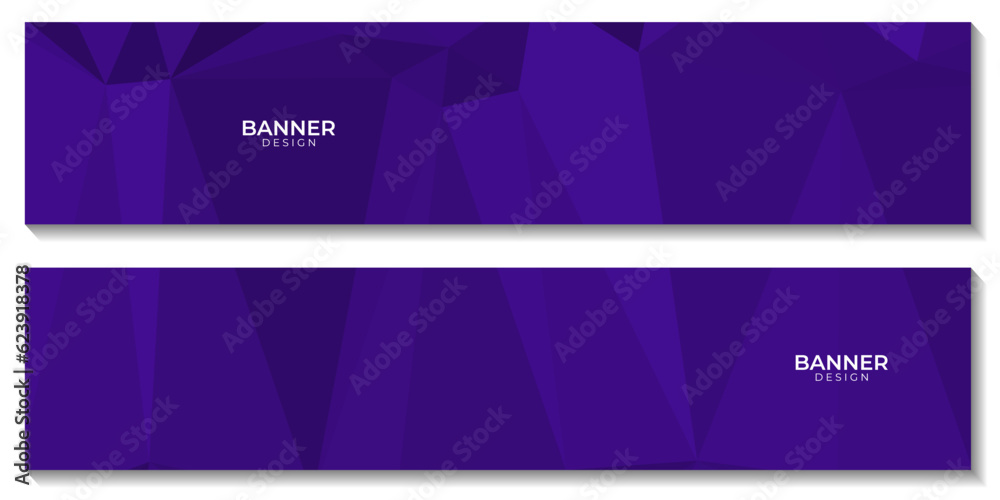 set of banners, abstract purple geometric background with triangles