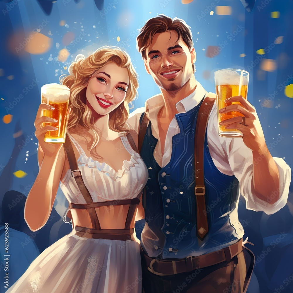 Oktoberfest with German Beer and german tracht | Generative AI Oktoberfest with German Beer and german tracht | Generative AI