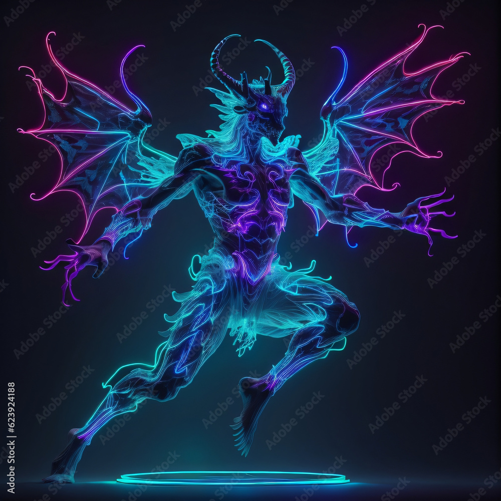 neon mythical beast ai generated 