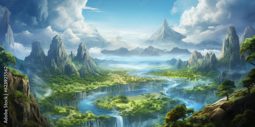 Fantasy world scenery, virtual reality, VR, backgrounds, wallpaper, AI ...