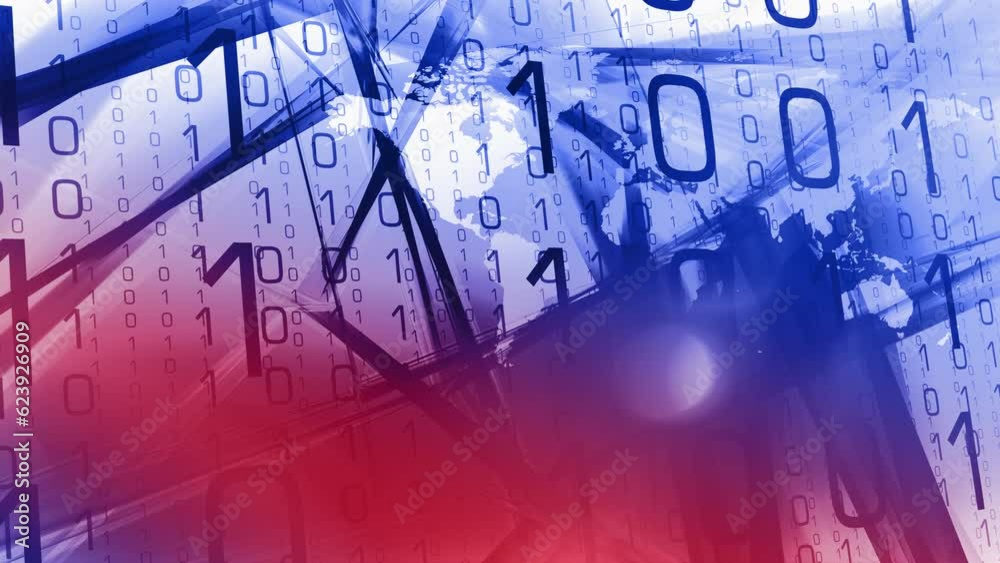 Data Visualization Binary Code Animation With Digital Art And World Map Data Visualization Binary Code Animation With Digital Art And World Map