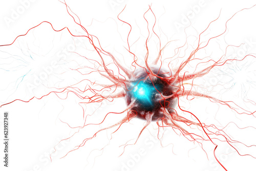 a view inside a neuron firing electrical currents, abstract shape isolated on a transparent background, generative ai © Perfect PNG