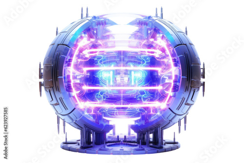 futuristic energy core pulsating with a mesmerizing electricty, abstract shape isolated on a transparent background, generative ai