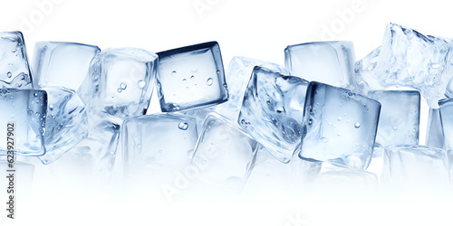 Ice cubes transparent texture isolated - Generative AI photo