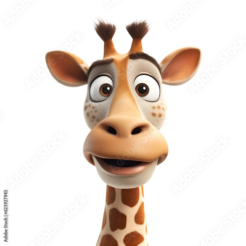 3d rendered illustration of a giraffe cartoon character with funny expression