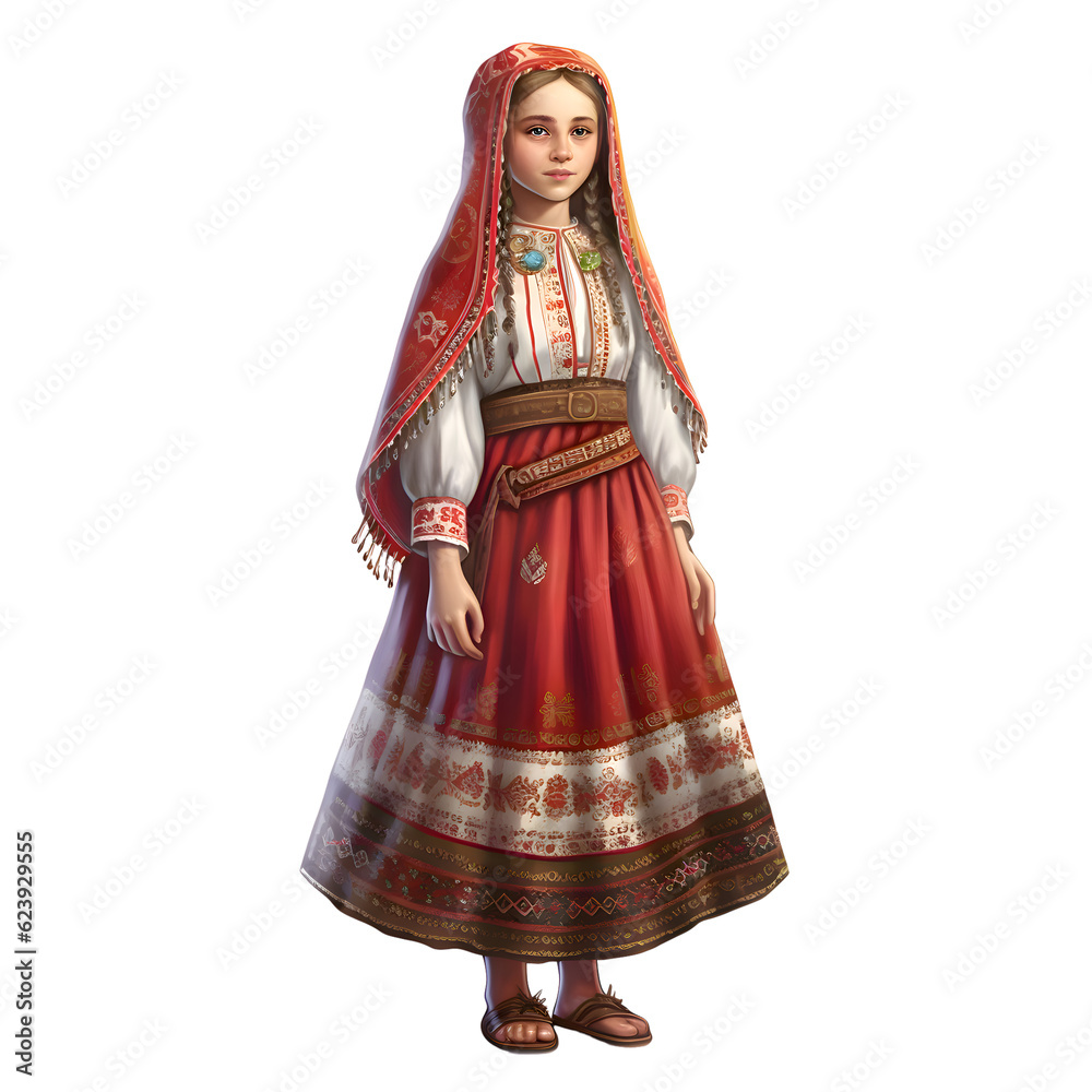 3D digital render of a beautiful russian girl isolated on white background