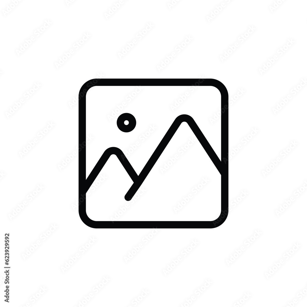 Simple picture line icon. Gallery album vector illustration. Vector outline pictogram for infographic or design graphic. Simple picture line icon. Gallery album vector illustration. Vector outline pictogram for infographic or design graphic.